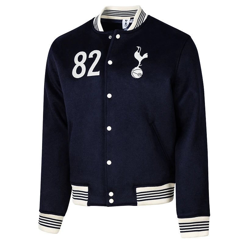 Veste universitaire en laine bleu marine Tottenham Hotspur Free Kick pour homme, design sportif suédois