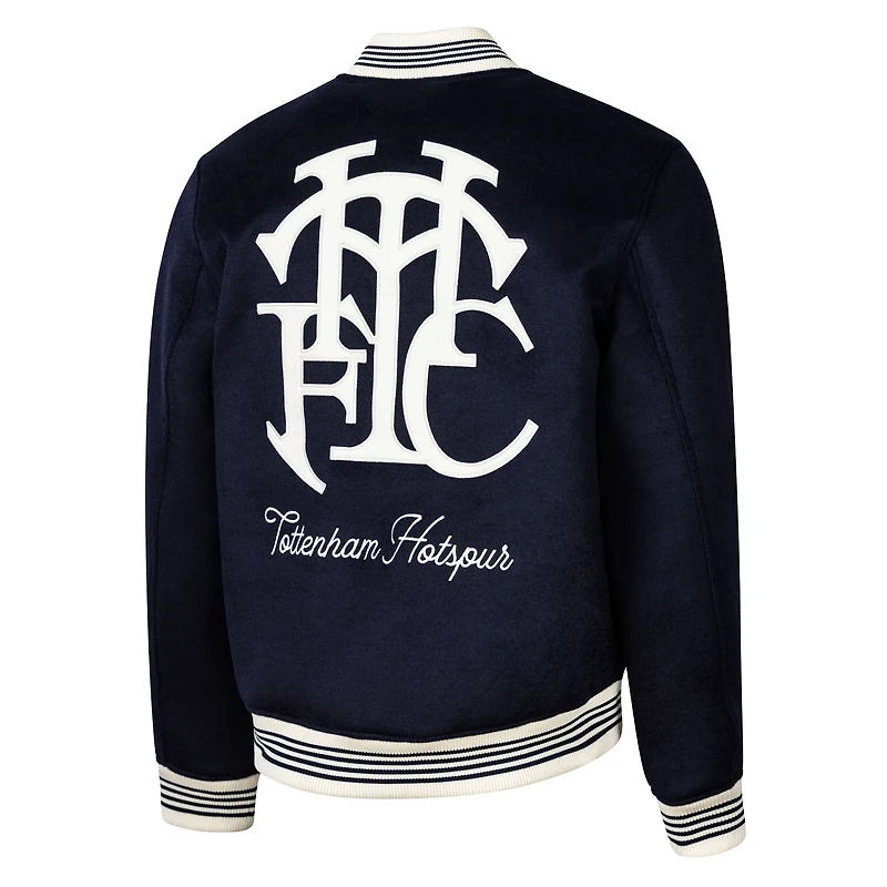 Veste universitaire en laine bleu marine Tottenham Hotspur Free Kick pour homme, design sportif suédois