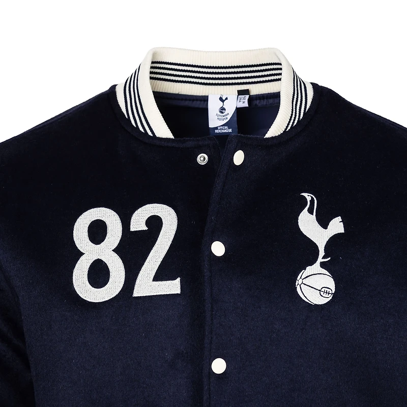 Veste universitaire en laine bleu marine Tottenham Hotspur Free Kick pour homme, design sportif suédois
