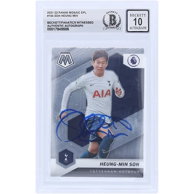 Son Heung-Min Tottenham Hotspur Autographed 2021-22 Panini Mosaic EPL #104 Beckett Fanatics Witnessed Authenticated 10 Card