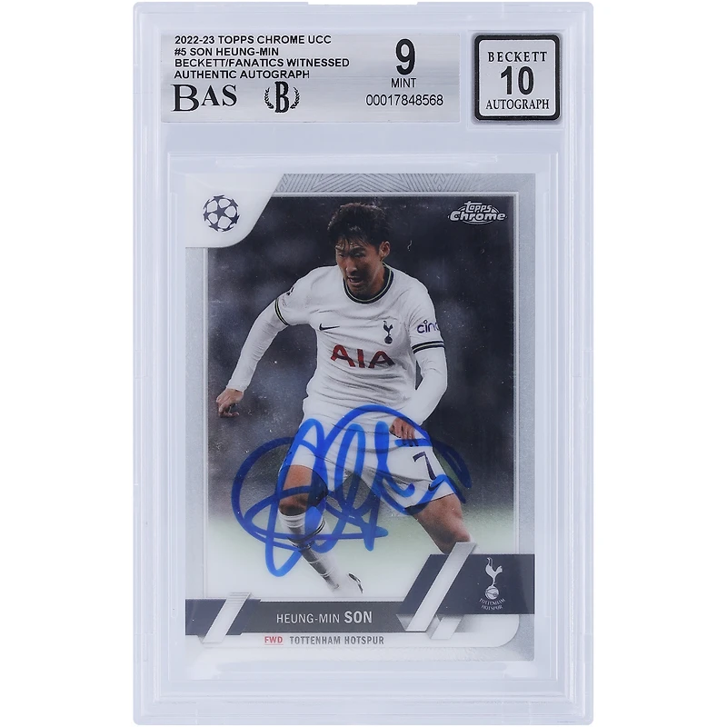 V106832 TTT Heung-Min Son Tottenham Hotspur F.C. Autographié 2022-23 Topps Chrome UCC #5 Beckett Fanatics Witnessed Authenticated 9/10 Card 7 Son Heung-Min AUT TPP TRADING CARDS 45831 AUTTRC CA01SC0562 #34
