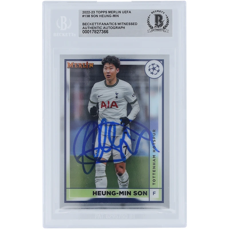 Son Heung-min Tottenham Hotspur Autographed 2022-23 Topps Merlin UEFA #138 Beckett Fanatics Witnessed Authenticated Card