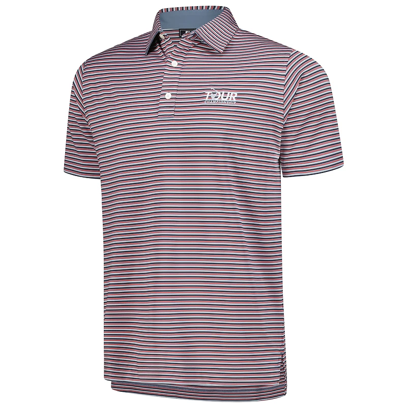 Polo FootJoy Tour Championship Balance Stripe Lisle ProDry rouge pour homme