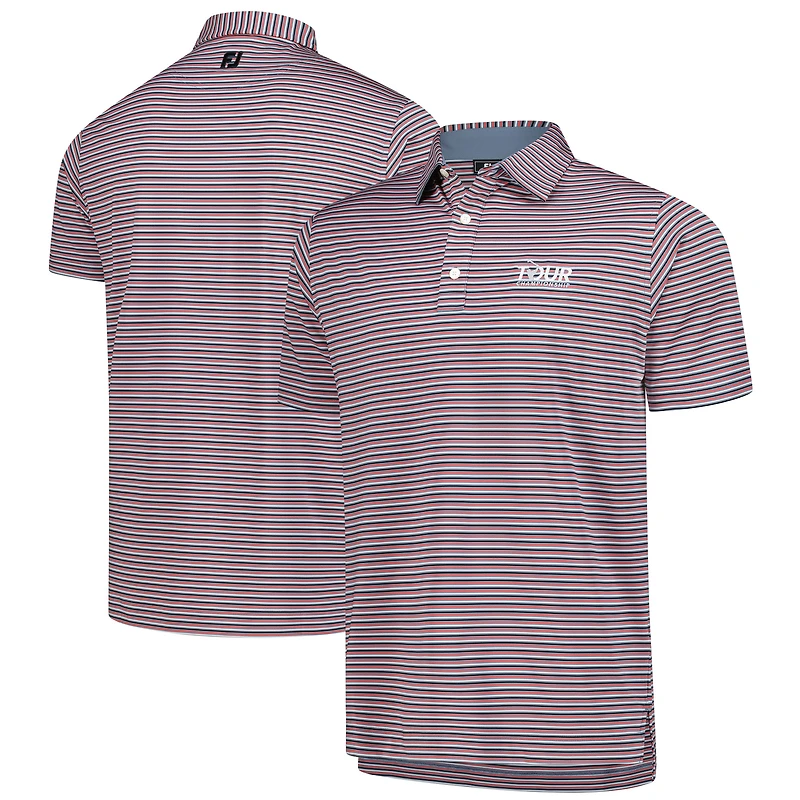 Polo FootJoy Tour Championship Balance Stripe Lisle ProDry rouge pour homme