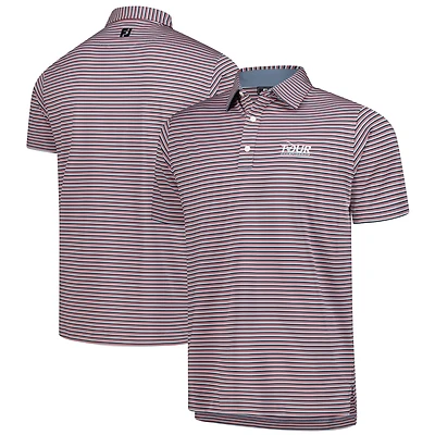 Polo FootJoy Tour Championship Balance Stripe Lisle ProDry rouge pour homme