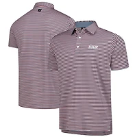 Polo FootJoy Tour Championship Balance Stripe Lisle ProDry rouge pour homme
