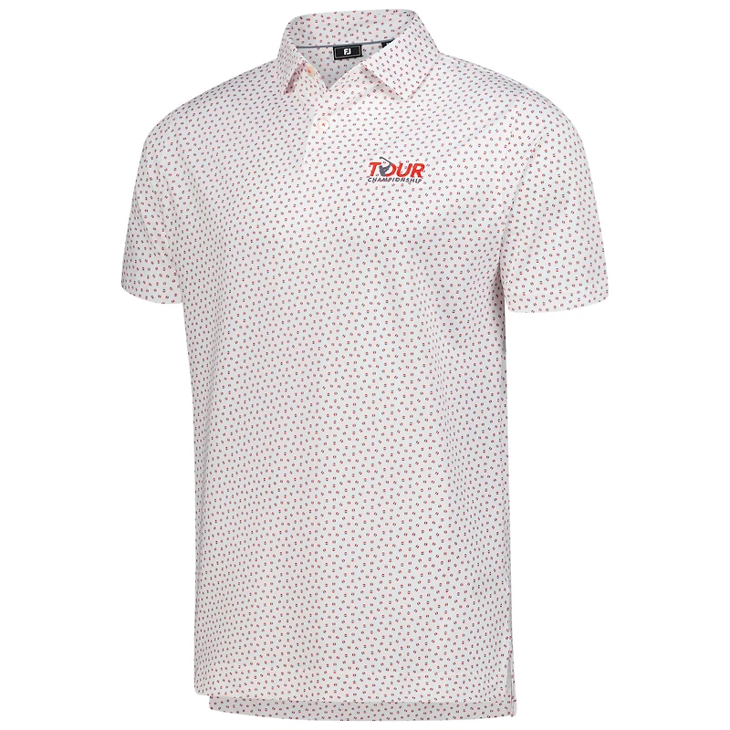 Polo piqué extensible FootJoy Tour Championship ProDry Bounce Print pour homme, blanc