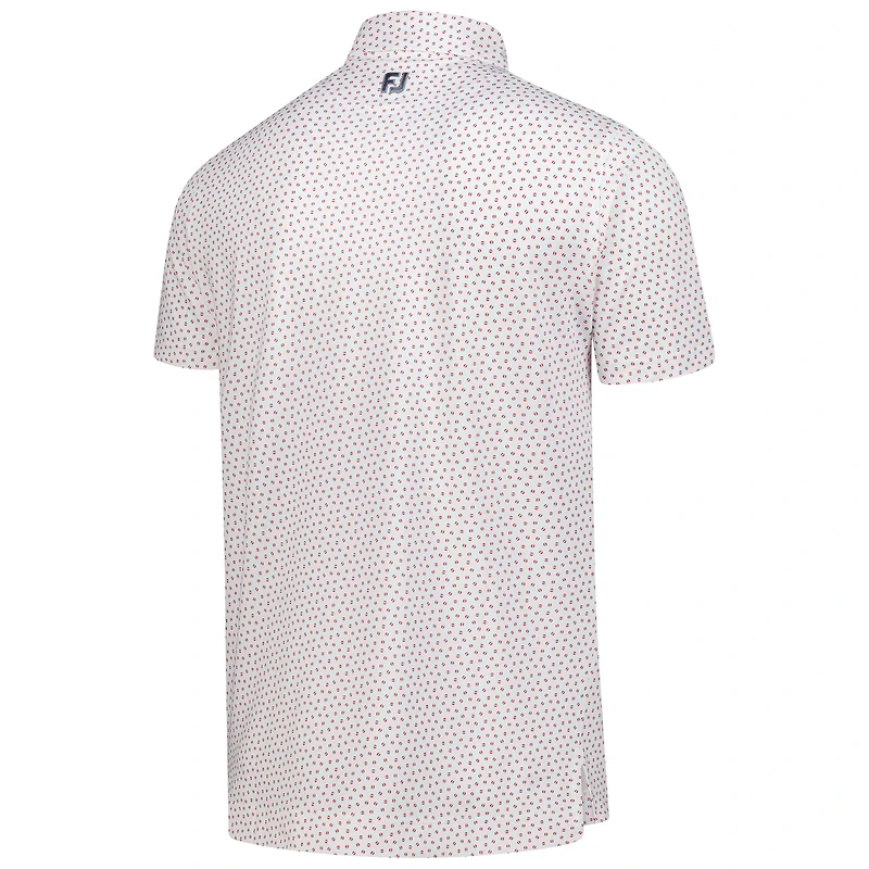 Polo piqué extensible FootJoy Tour Championship ProDry Bounce Print pour homme, blanc