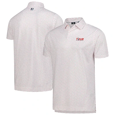 Polo piqué extensible FootJoy Tour Championship ProDry Bounce Print pour homme, blanc