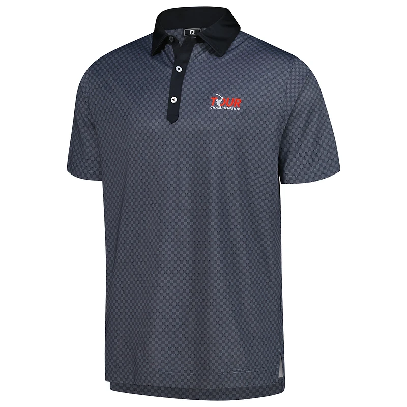 Polo FootJoy Tour Championship noir à imprimé damier Lisle ProDry pour homme