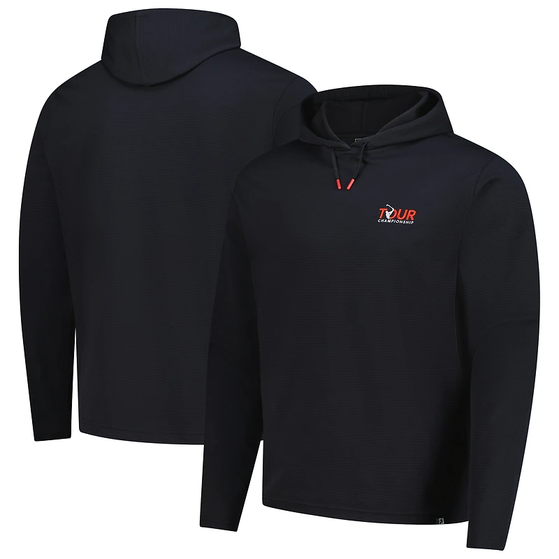 Men's FootJoy Black TOUR Championship Ottoman Jacquard Pullover Hoodie