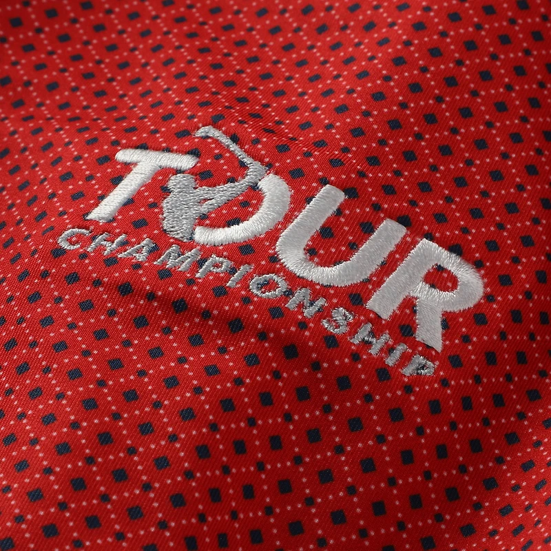 Men's FootJoy Red TOUR Championship Dot Geo Print Lisle ProDry Polo