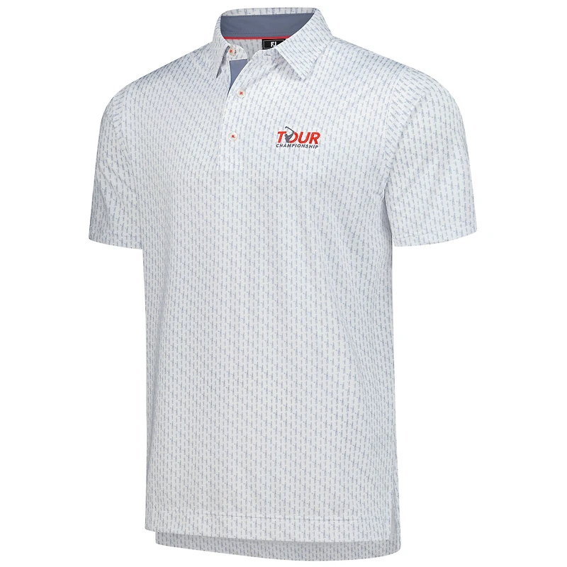 Men's FootJoy White TOUR Championship Figure Print Lisle ProDry Polo