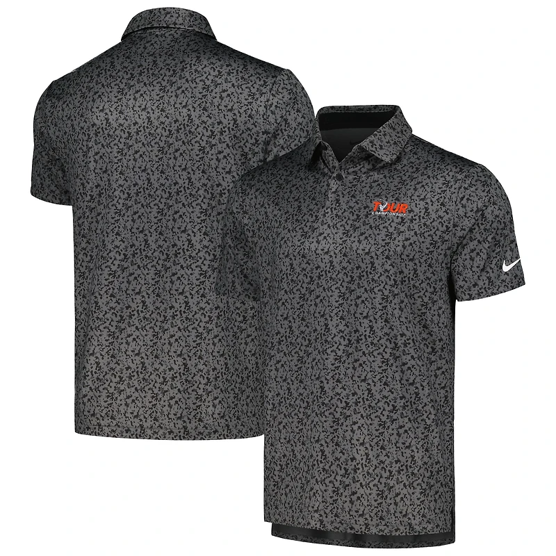 Men's Nike Black TOUR Championship Micro Camo Performance Polo