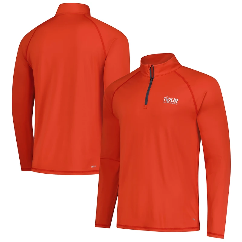 Pull Puma Orange TOUR Championship You-V brrr Raglan à quart de zip pour homme