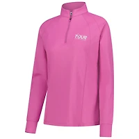 Women's FootJoy  Pink TOUR Championship Embossed Raglan ProDry Quarter-Zip Pullover