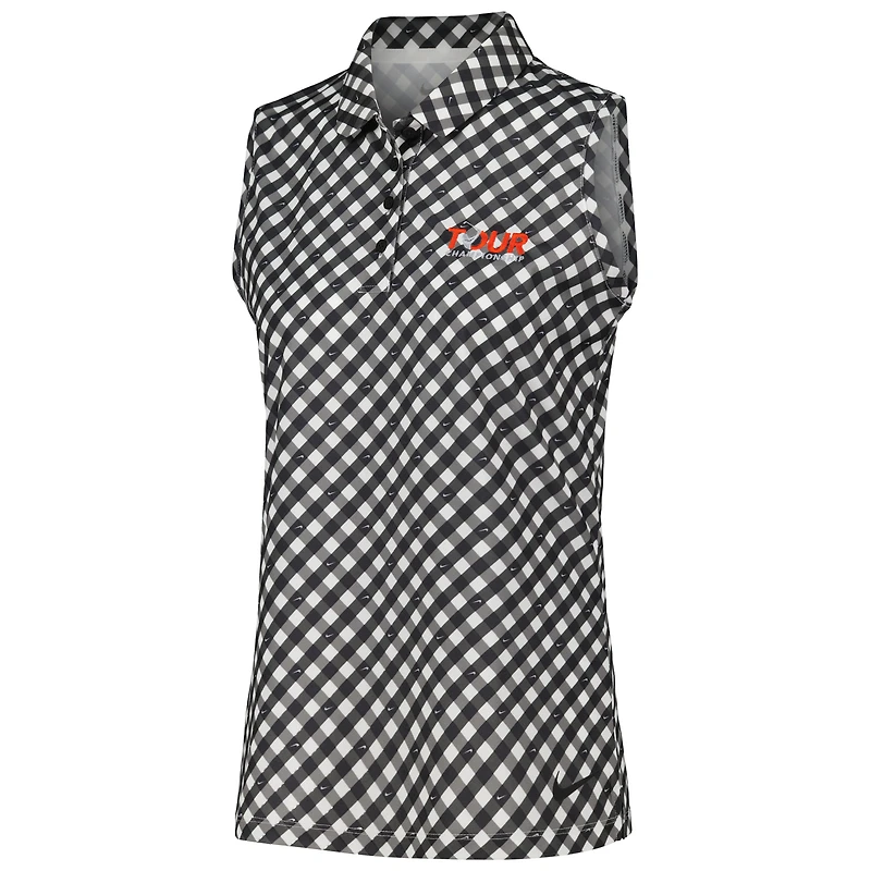 Women's Nike Black/White TOUR Championship Victory Performance Sleeveless Polo