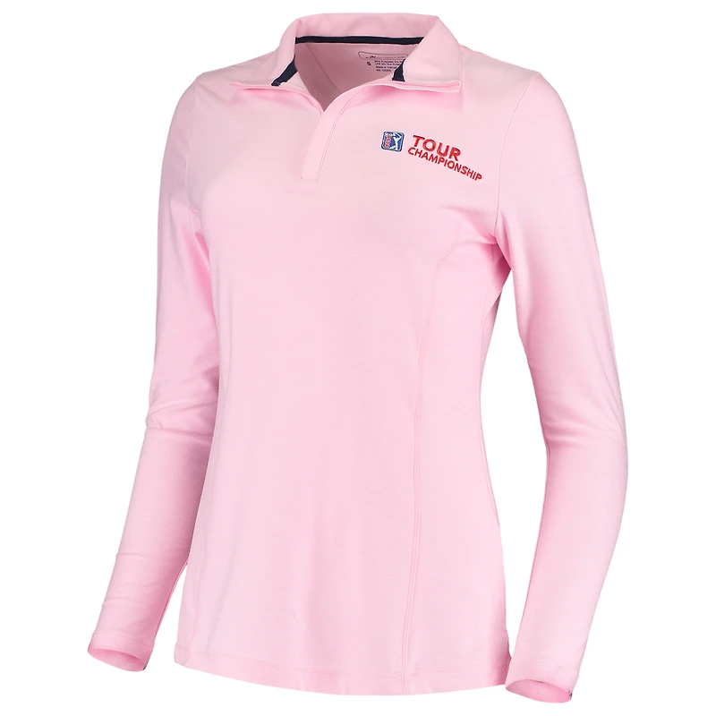 Women's Peter Millar Pink TOUR Championship Melange Perth Quarter-Zip Pullover Top