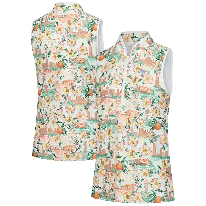 Polo sans manches à fermeture éclair quart de Tour Smith & Quinn pour femme, blanc, Championship Atlanta Kennedy