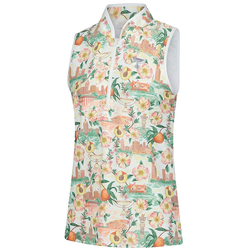 Women's Smith & Quinn White TOUR Championship Atlanta Kennedy Quarter-Zip Sleeveless Polo