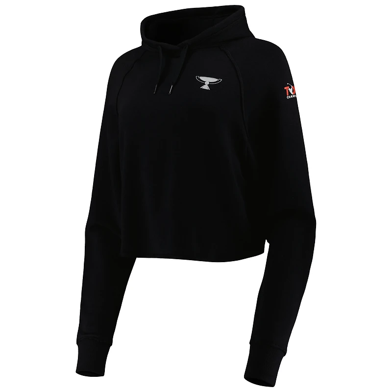 Women's tasc Performance Black TOUR Championship Varsity Cropped Raglan Pullover Hoodie