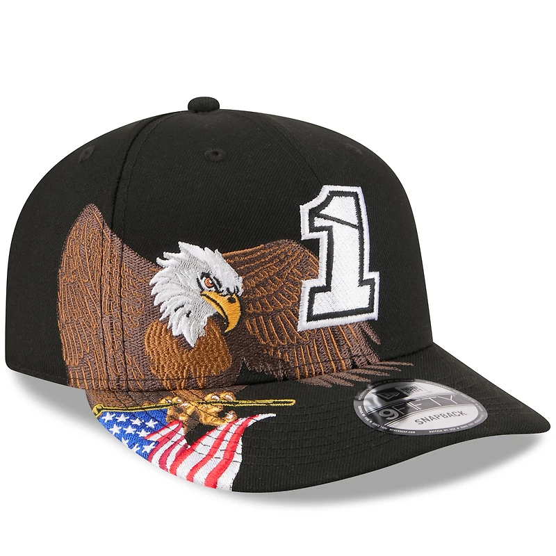 Men's New Era Black Trackhouse Racing A-Frame 9FIFTY Snapback Hat