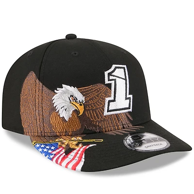 Men's New Era Black Trackhouse Racing A-Frame 9FIFTY Snapback Hat