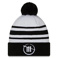Men's New Era White/Black Trackhouse Racing Team Collection Cuffed Knit Hat with Pom