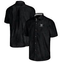 Chemise de camp boutonnée Tommy Bahama noire Trackhouse Racing Sport Coconut Point Palm Vista IslandZone pour hommes