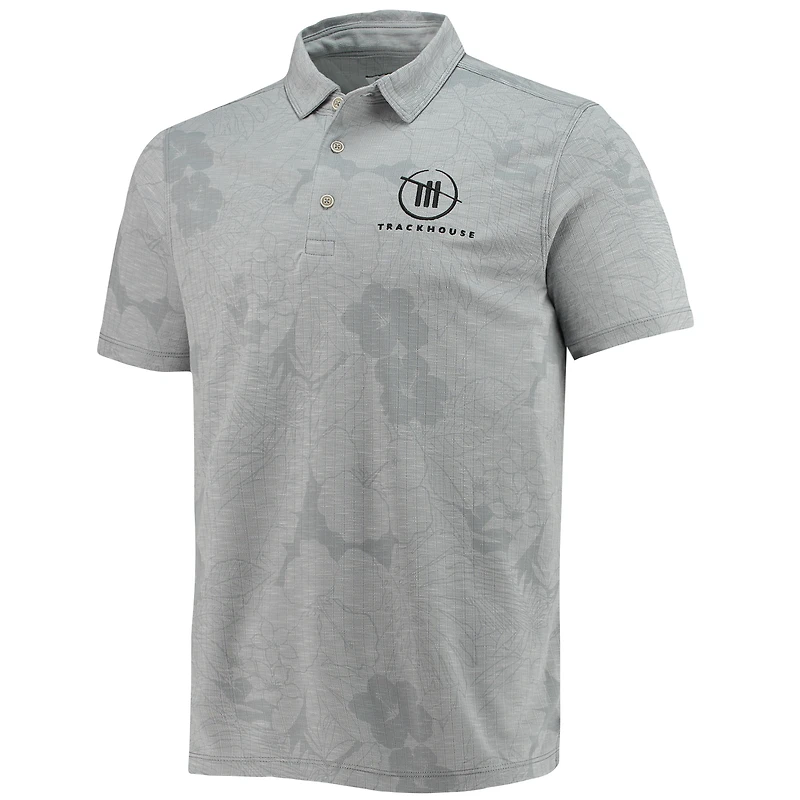 Polo gris Tommy Bahama TRACKHOUSE RACING Miramar Blooms pour homme