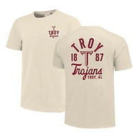 T-shirt crème pour homme avec logo mascotte des Trojans de l'Université Troy
