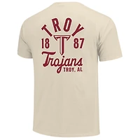 T-shirt crème pour homme avec logo mascotte des Trojans de l'Université Troy