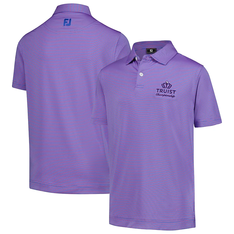 Polo en fil d'Écosse violet Truist Championship ProDry Micro Feeder Stripe pour garçon FootJoy Youth