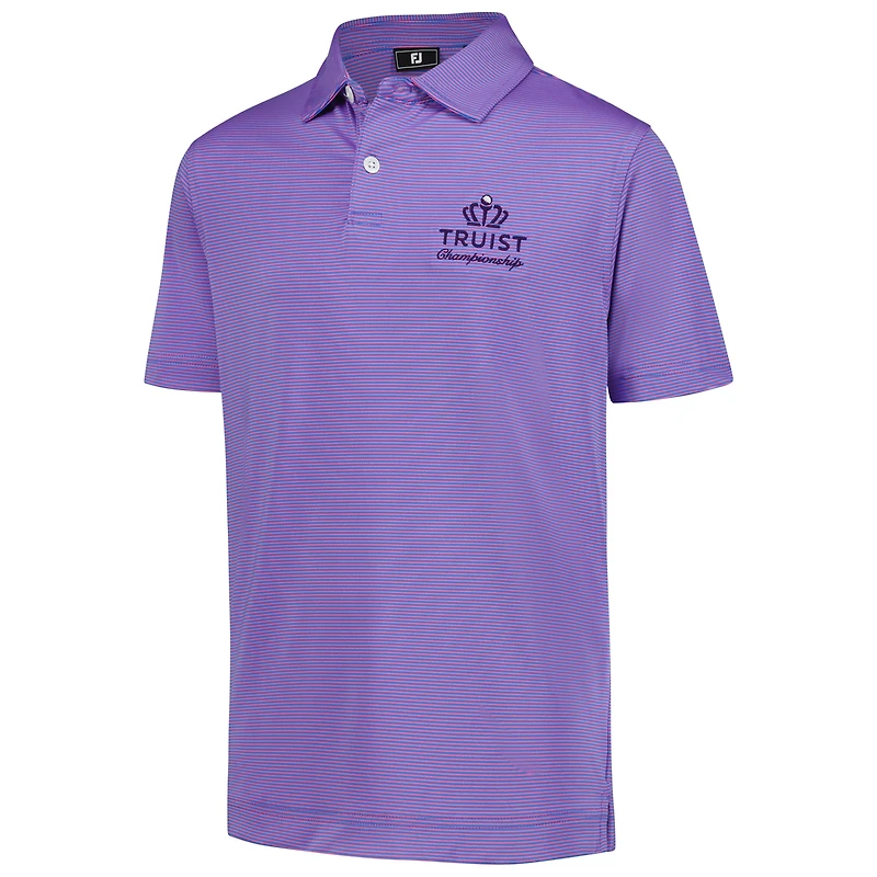 Polo en fil d'Écosse violet Truist Championship ProDry Micro Feeder Stripe pour garçon FootJoy Youth