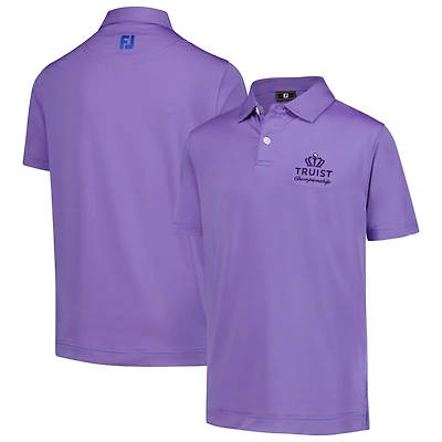 Boy's Youth FootJoy  Purple Truist Championship ProDry Micro Feeder Stripe Lisle Polo
