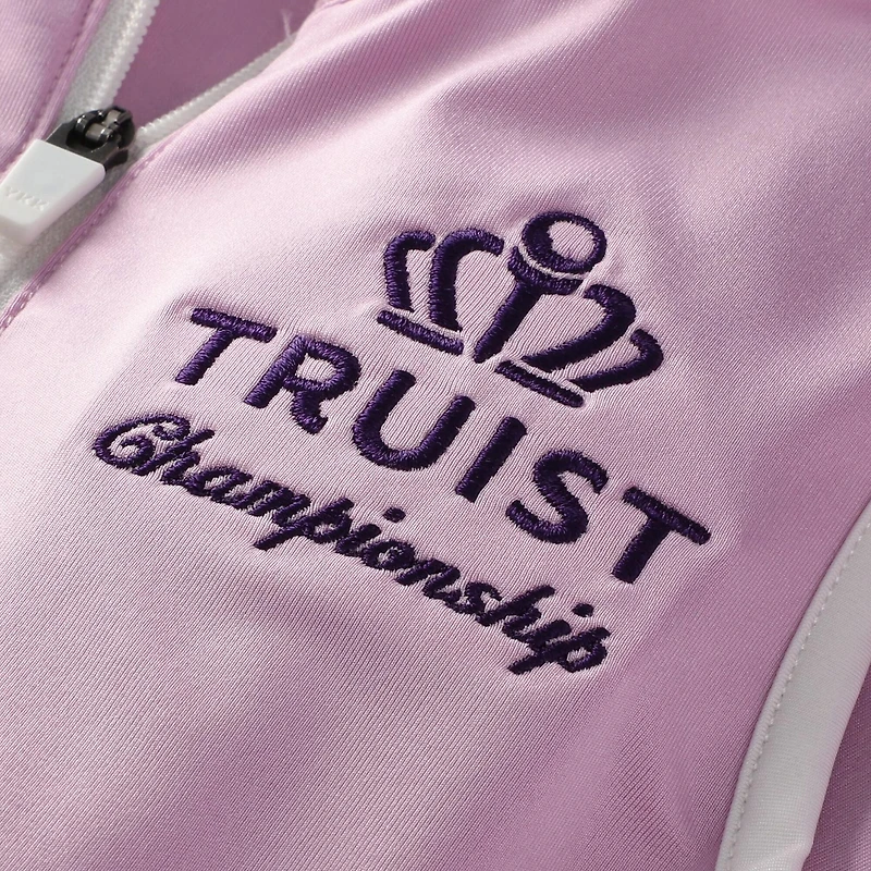 Polo sans manches à col zippé FootJoy rose Truist Championship pour jeunes filles