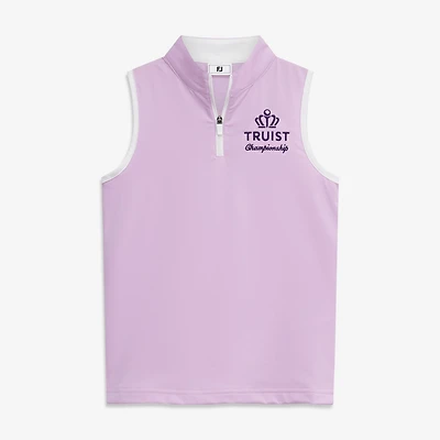Polo sans manches à col zippé FootJoy rose Truist Championship pour jeunes filles