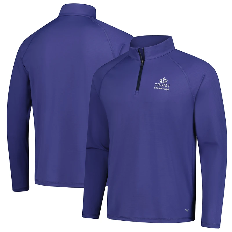 Pull Puma bleu Truist Championship You-V Raglan à quart de zip pour homme