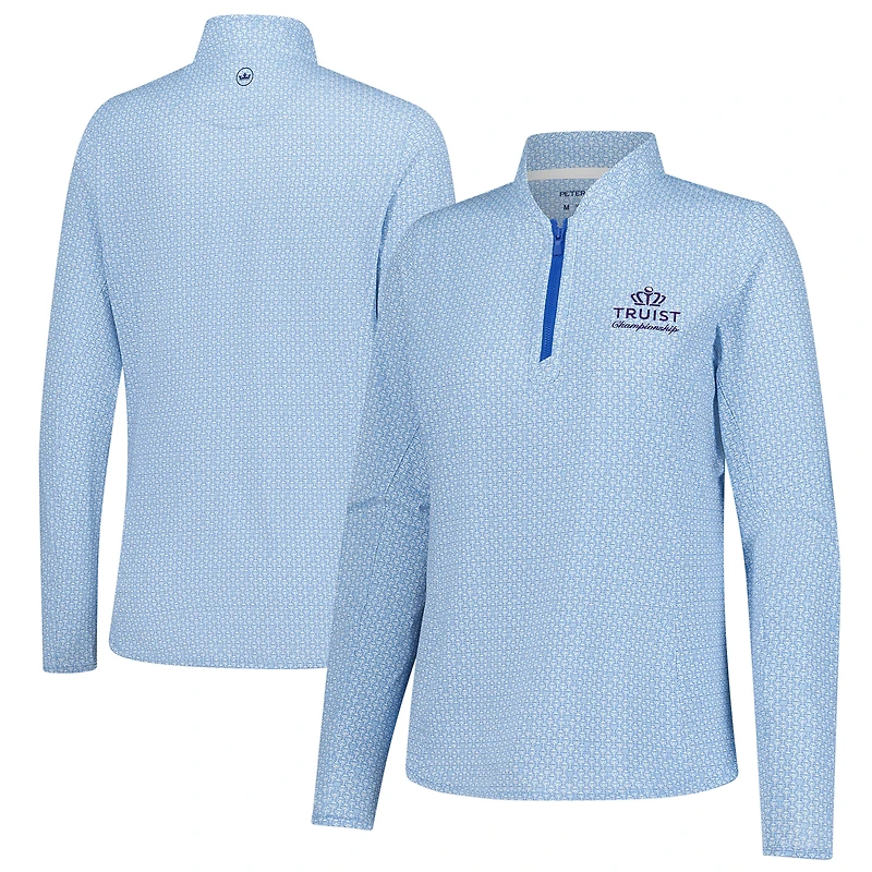 Haut de soleil léger à fermeture éclair quart tour Peter Millar Blue Truist Championship Mar-Tee-Ni Break pour femme