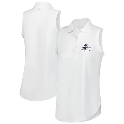 Women's Peter Millar White Truist Championship Opal Sleeveless Jersey Polo