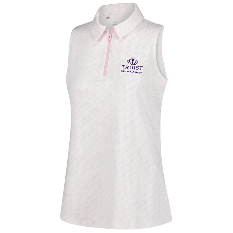 Polo sans manches rose Under Armour Truist Championship Drive Clubhouse Grid pour femme