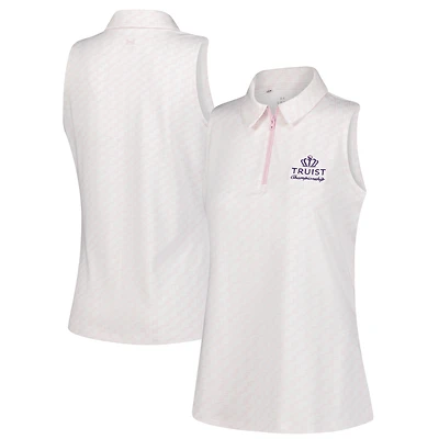 Polo sans manches rose Under Armour Truist Championship Drive Clubhouse Grid pour femme