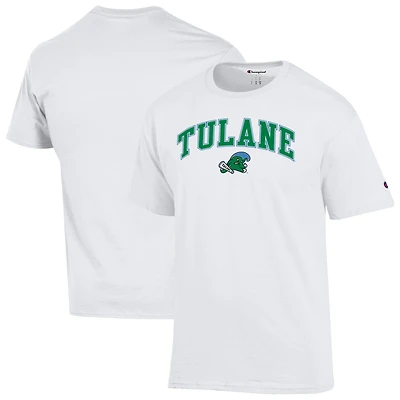 T-shirt Champion White Tulane Green Wave Arch Over Logo pour homme