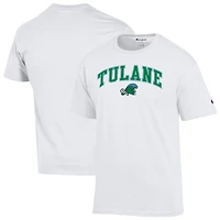 T-shirt Champion White Tulane Green Wave Arch Over Logo pour homme