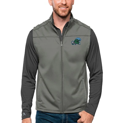 Gilet de golf zippé Antigua Steel Tulane Green Wave Links pour homme