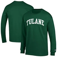 Men's Champion  Green Tulane Wave Basic Arch Long Sleeve T-Shirt