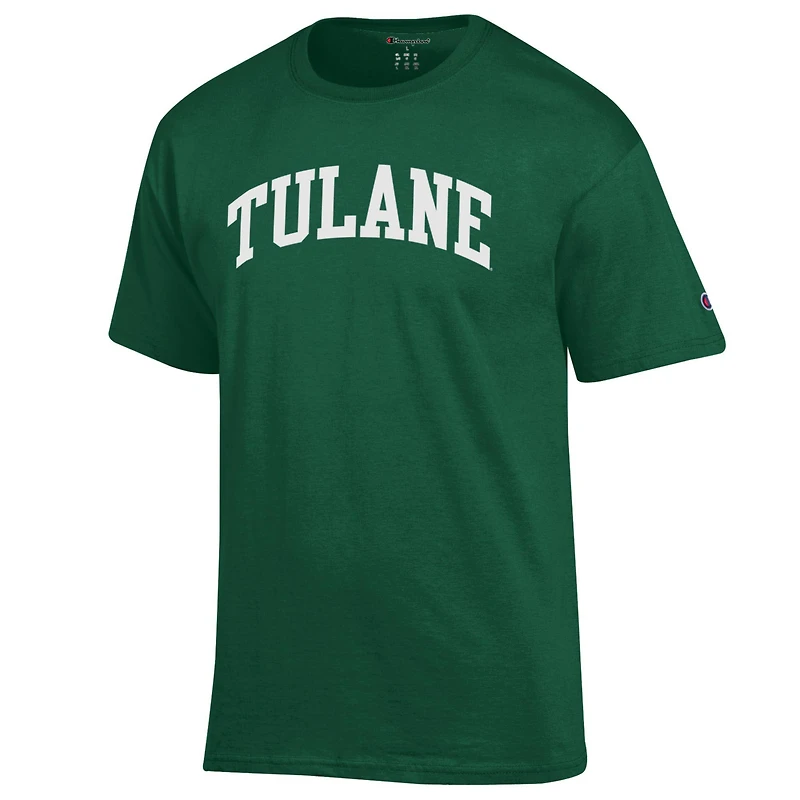 Men's Champion  Green Tulane Wave Basic Arch T-Shirt
