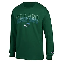 Men's Champion  Green Tulane Wave Team Long-Sleeve T-Shirt