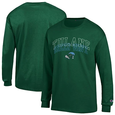 Men's Champion Green Tulane Wave Team Long-Sleeve T-Shirt
