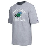 Men's Champion  Heather Gray Tulane Green Wave Weathered Team T-Shirt
